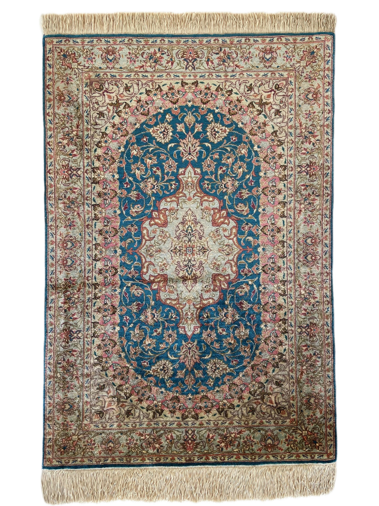 Seidenteppich aus Ghom 87 x 58cm - Farhadian.com
