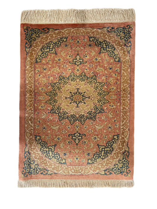 Seidenteppich aus Ghom 77 x 57cm - Farhadian.com