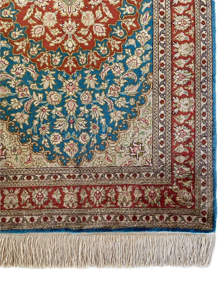 Seidenteppich aus Ghom 93 x 60cm - Farhadian.com