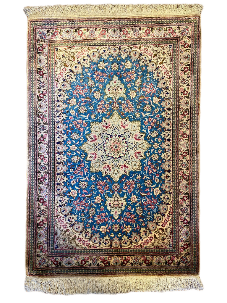 Seidenteppich aus Ghom 90 x 60cm - Farhadian.com