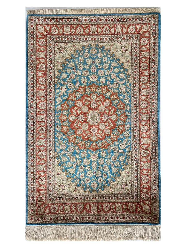 Seidenteppich aus Ghom 93 x 60cm - Farhadian.com